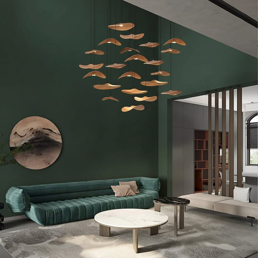 YARA-Organic Curved Wooden Chandelier-ZENDUCE