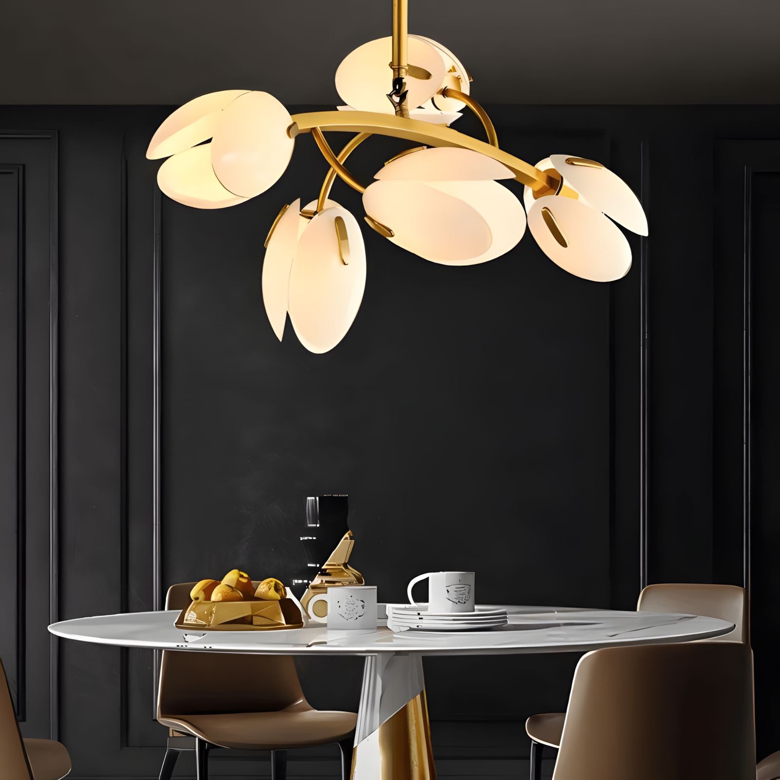 ZARIA (Open Box)-Petal Copper Glass Chandelier-ZENDUCE