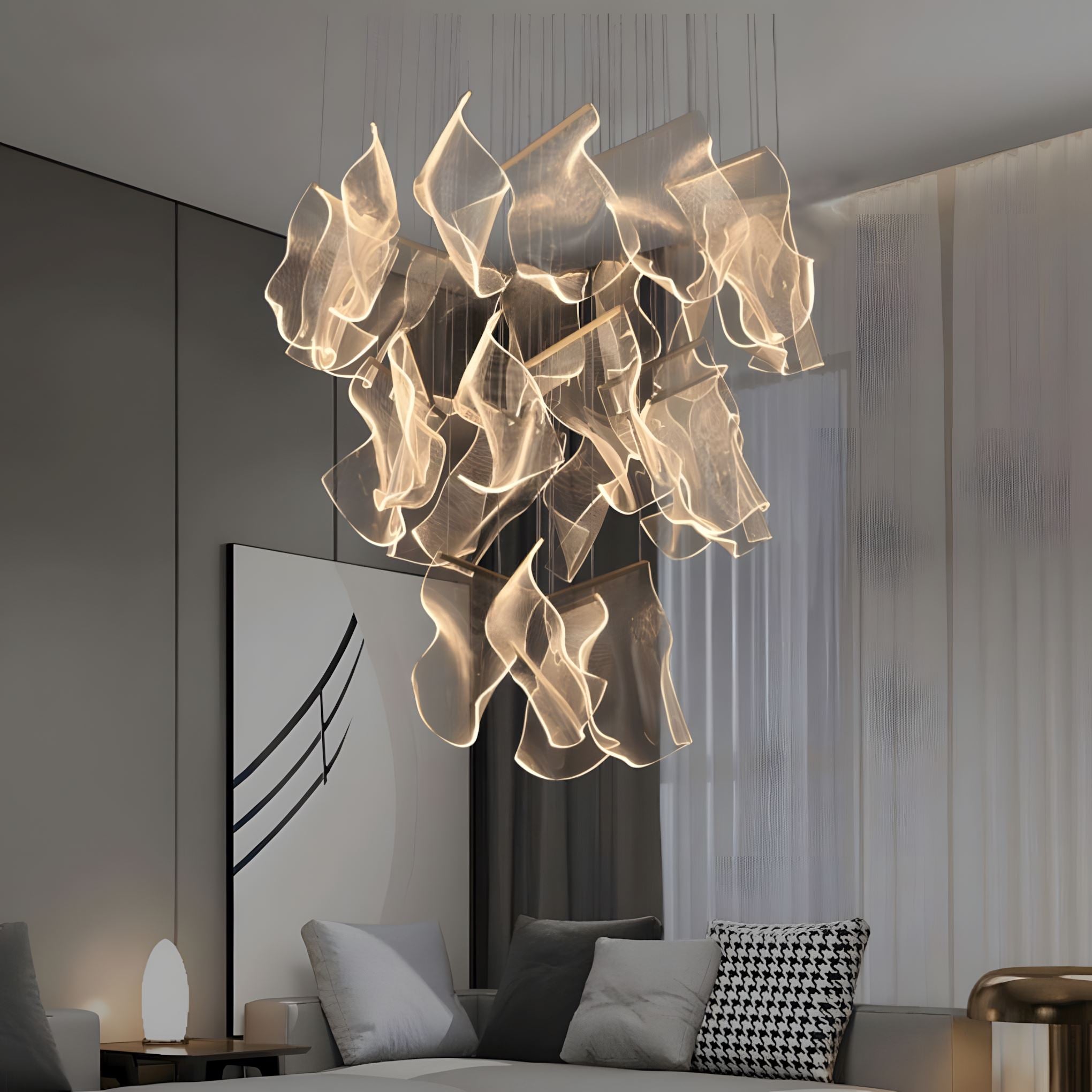 Zephyr | Contemporary Sheets Suspension Chandelier - Zenduce
