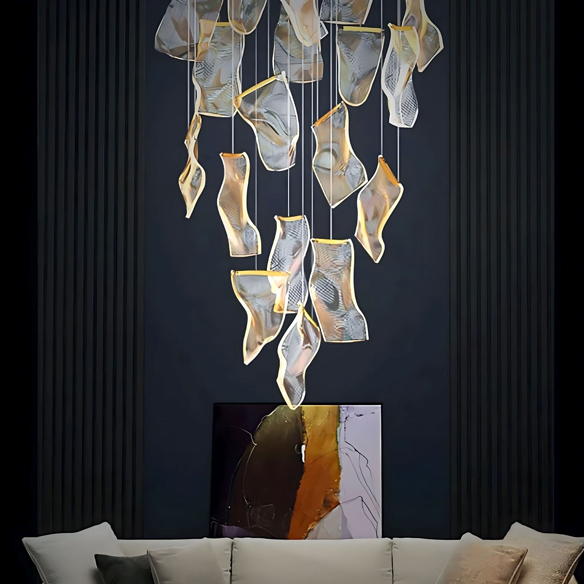 Zephyr | Contemporary Sheets Suspension Chandelier - Zenduce