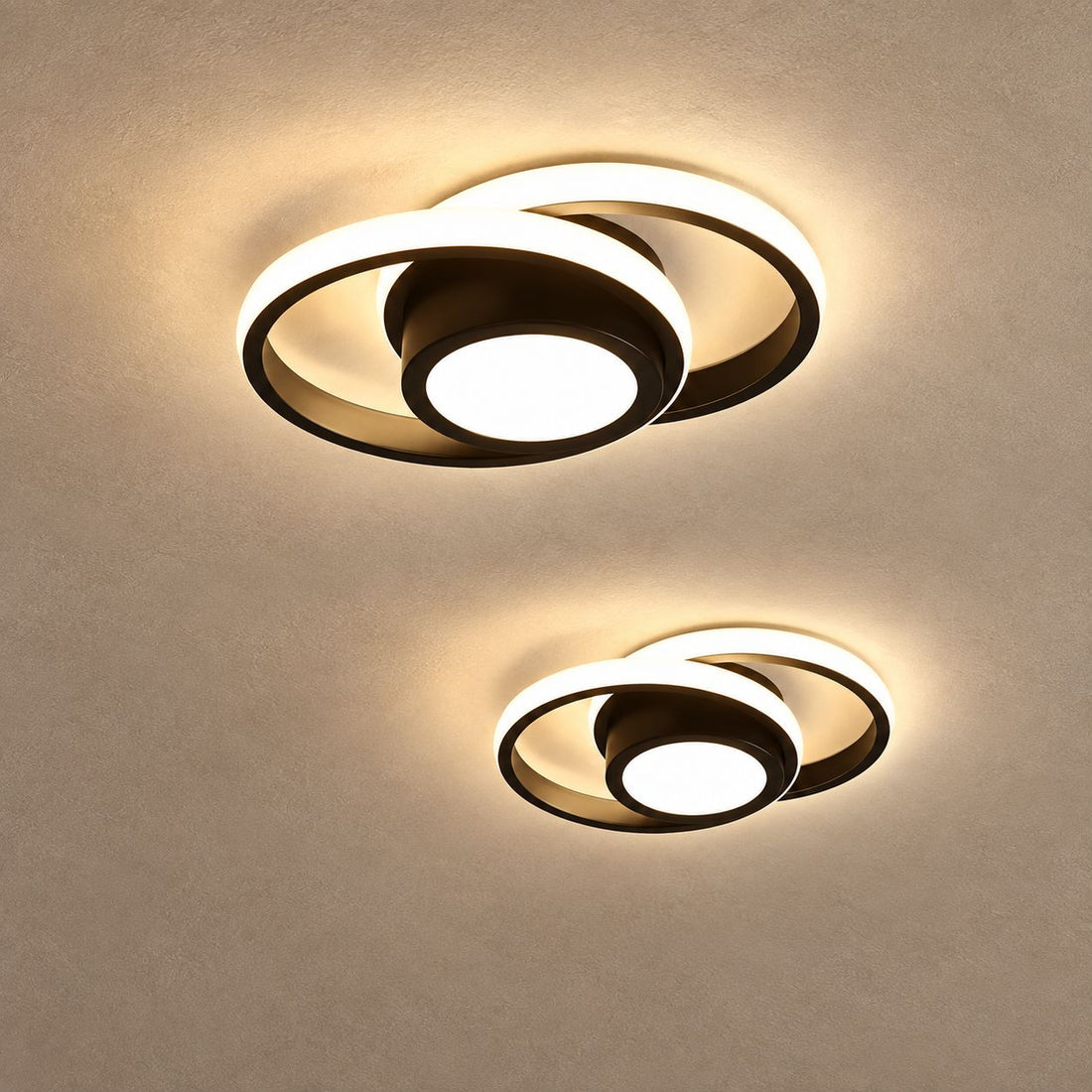 AIRA lighting on a mushroom taupe background with natural shadows