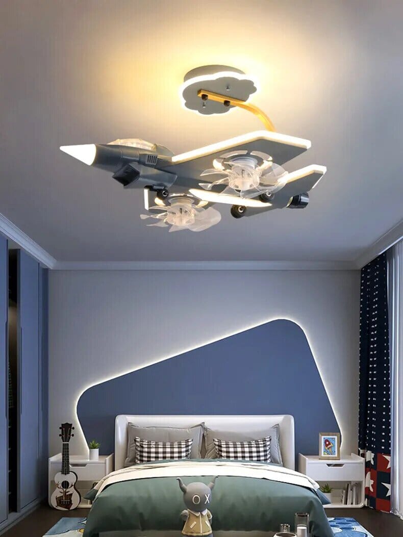 Airplane Ceiling Light with Fan for Kids Room