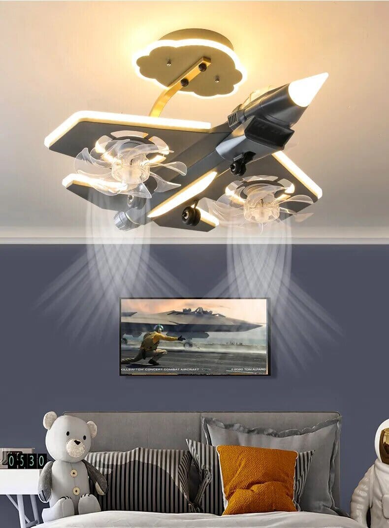 Airplane Ceiling Light with Fan for Kids Room
