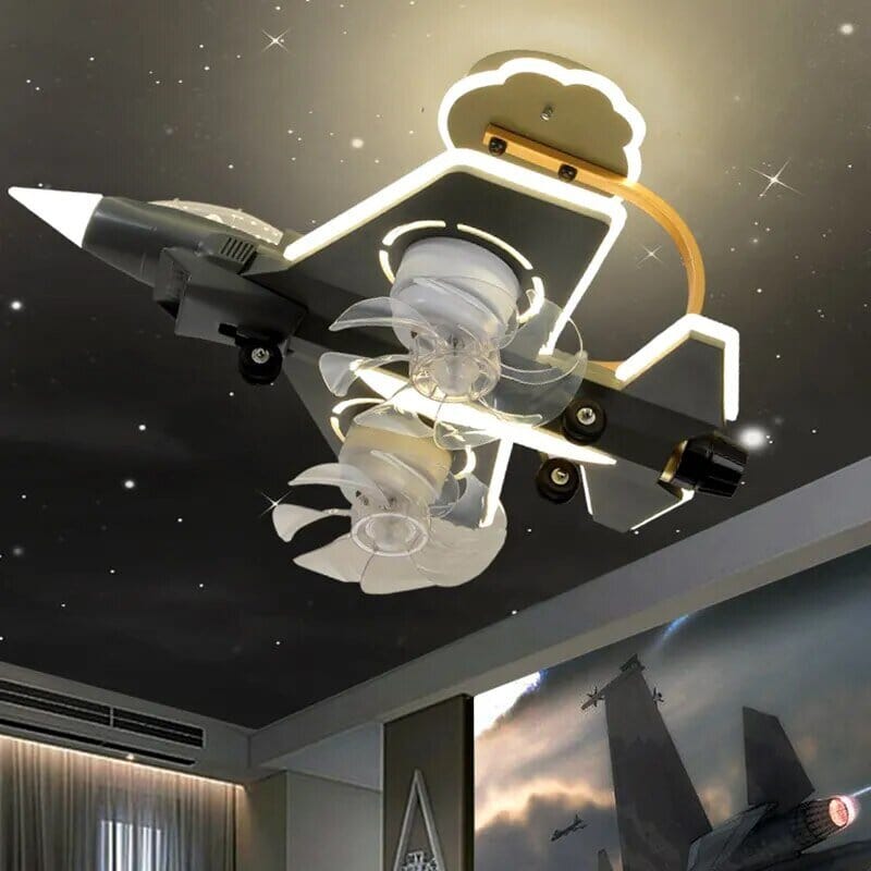 Airplane Ceiling Light with Fan for Kids Room