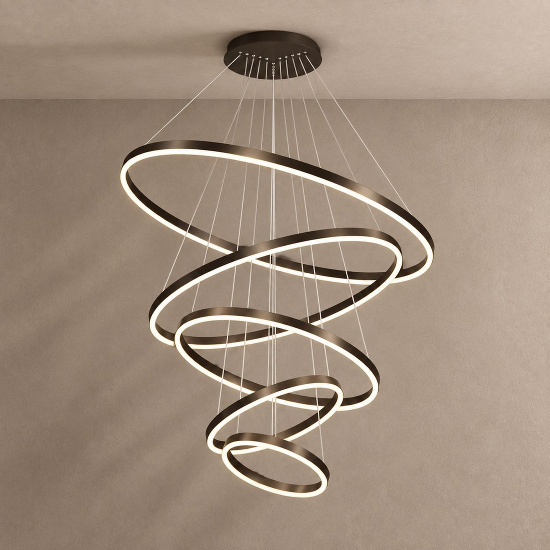 ALINA chandelier on mushroom taupe with soft natural shadows