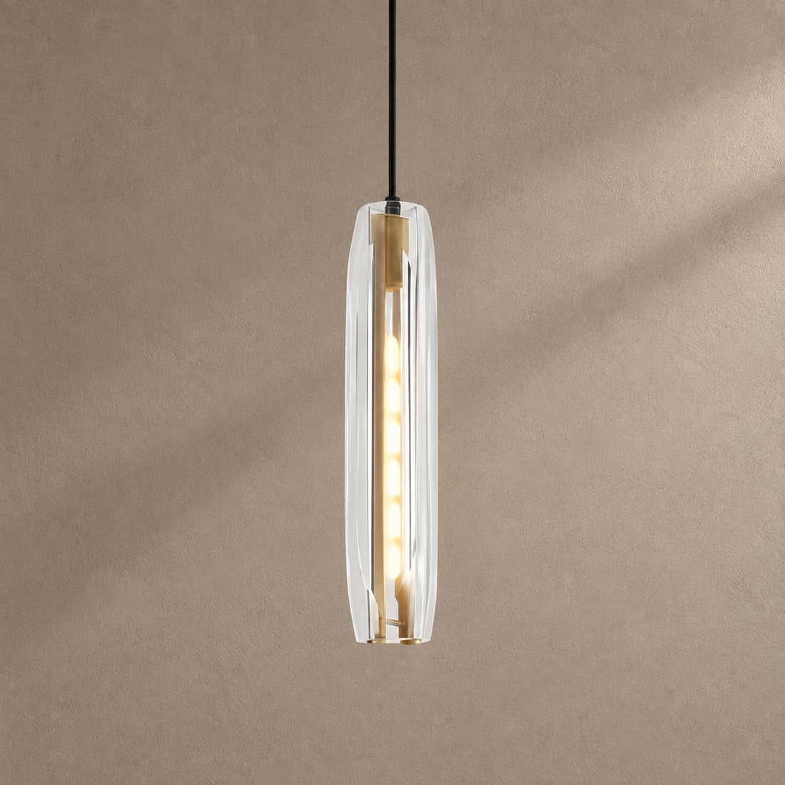 ALLEVA (OPEN BOX) lighting on a mushroom taupe background with natural shadows