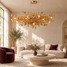 ALUNA Round Coffee glass chandelier in a cream living room