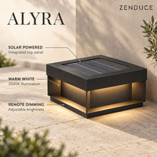 ALYRA solar panel, warm 3000K illumination and remote dimming features