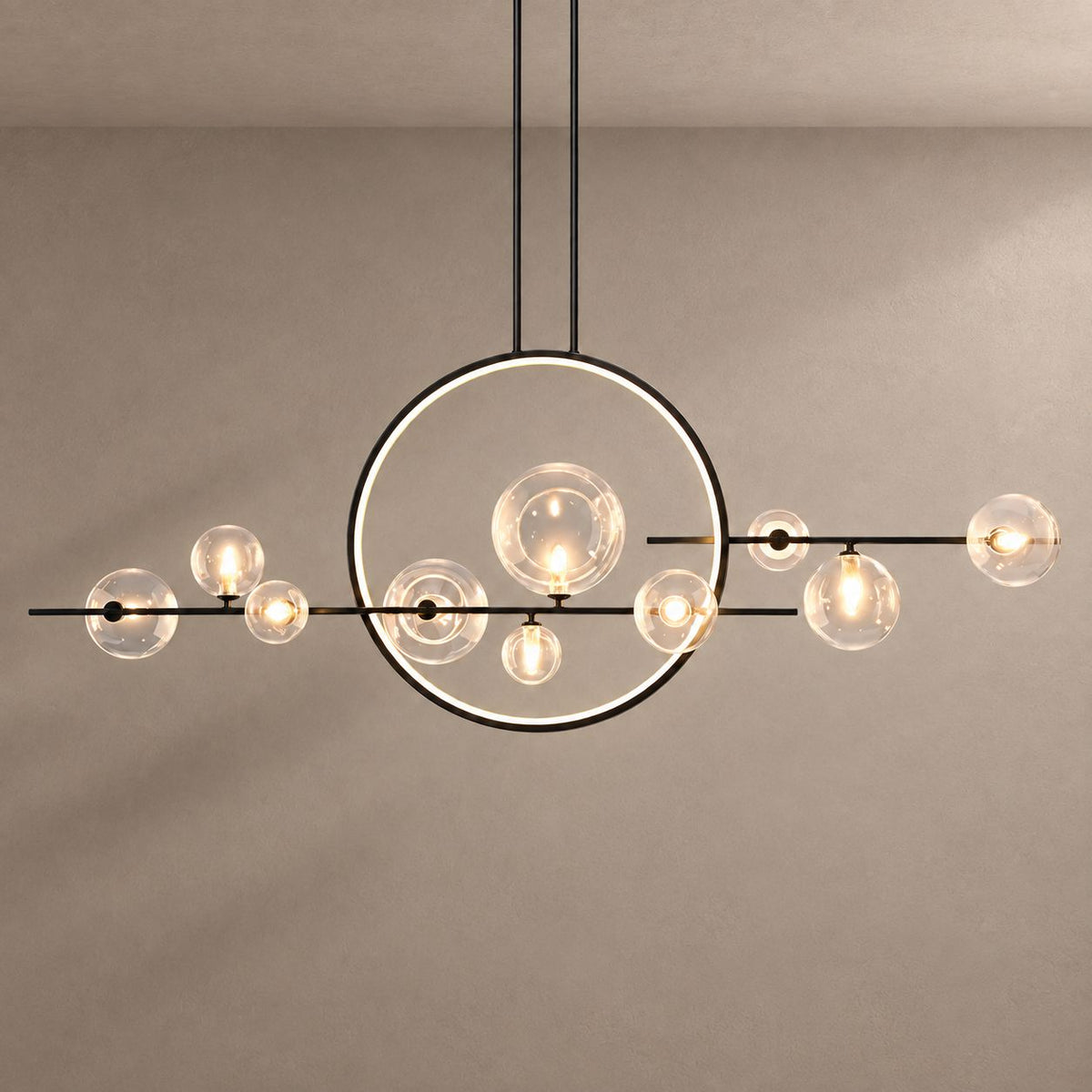 ARCHIPELAGO lighting with natural shadows against a mushroom taupe background