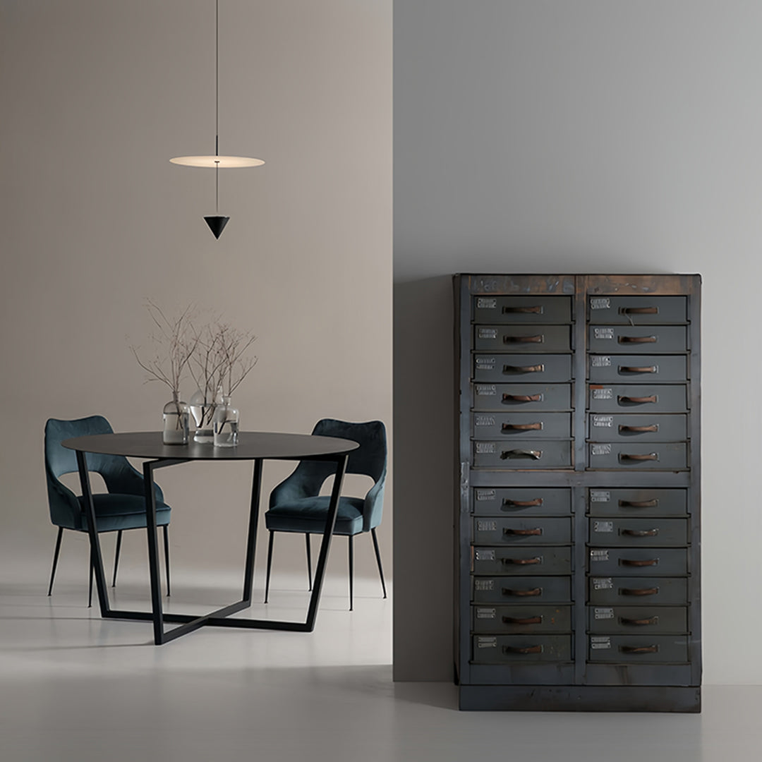 CONIA - Disc and cone pendant over a small dining table