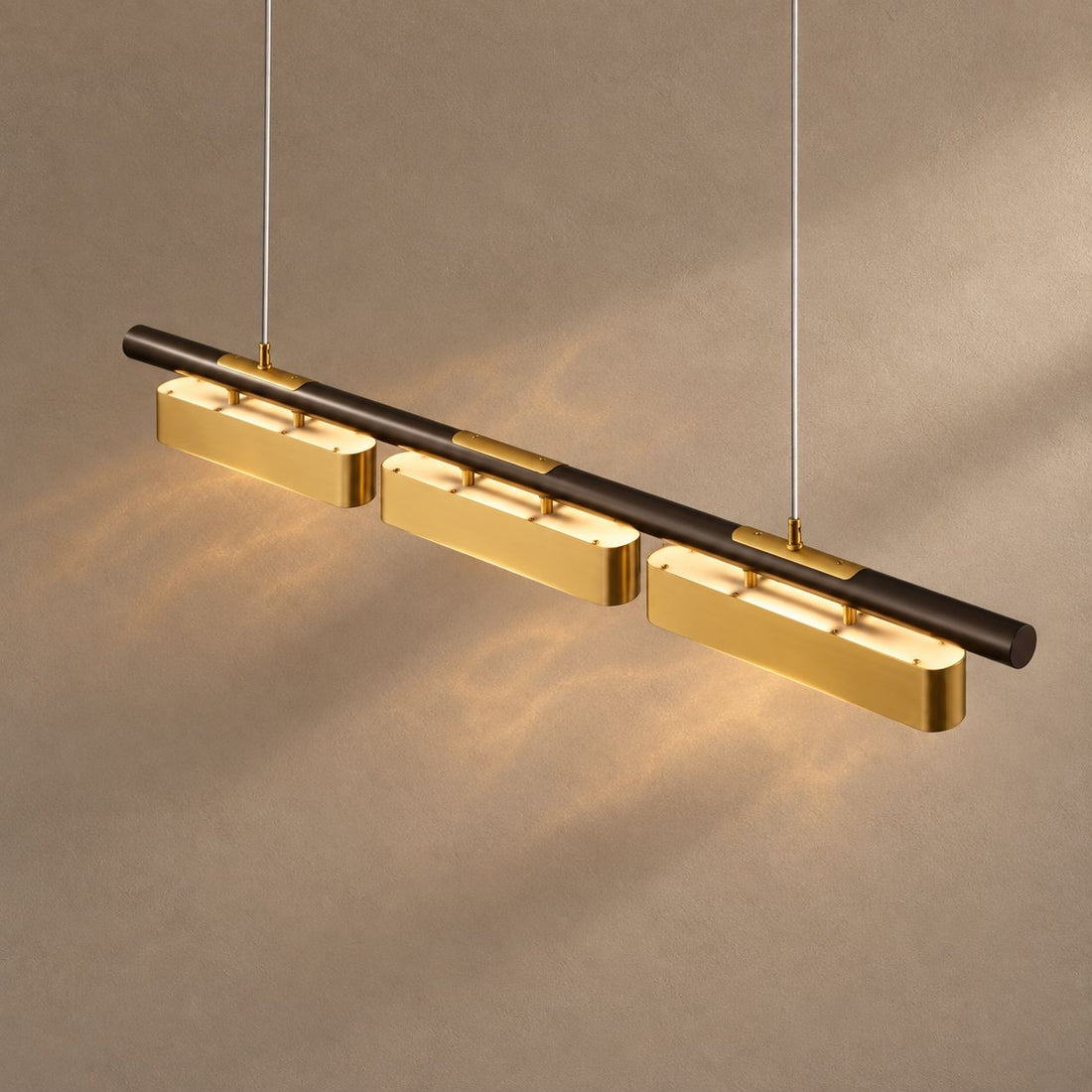 ARCUS lighting on a mushroom taupe background with natural shadows