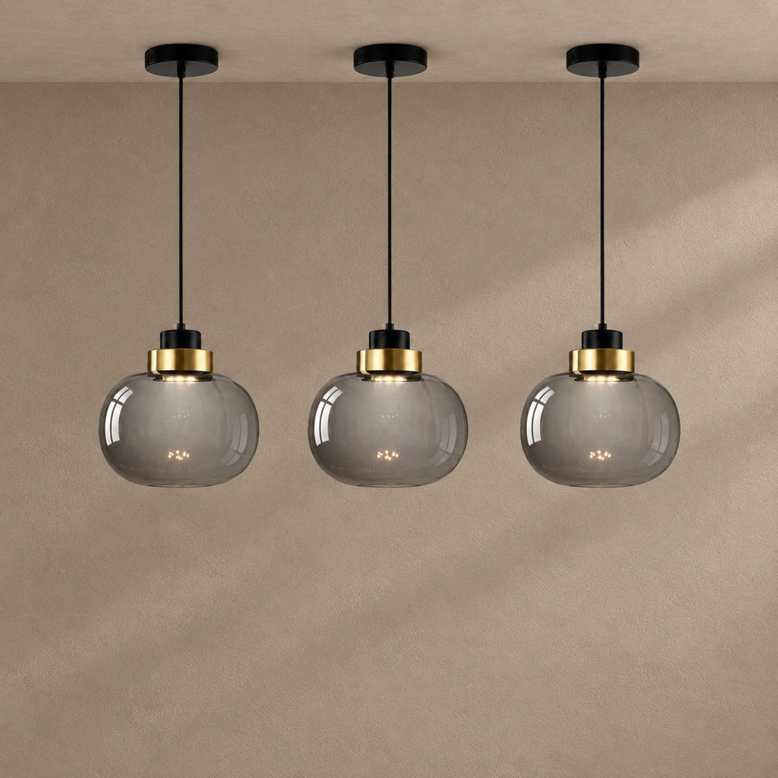 ASHTON lighting on a mushroom taupe background with natural shadows