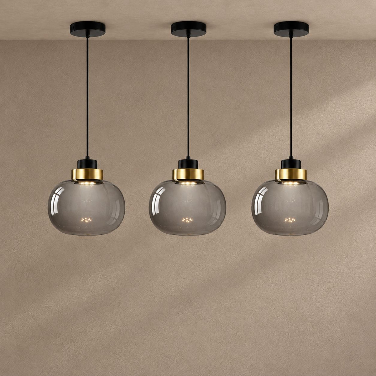 ASHTON lighting on a mushroom taupe background with natural shadows