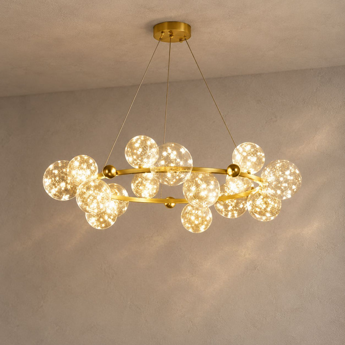 ASTREVA lighting on a mushroom taupe background with natural shadows