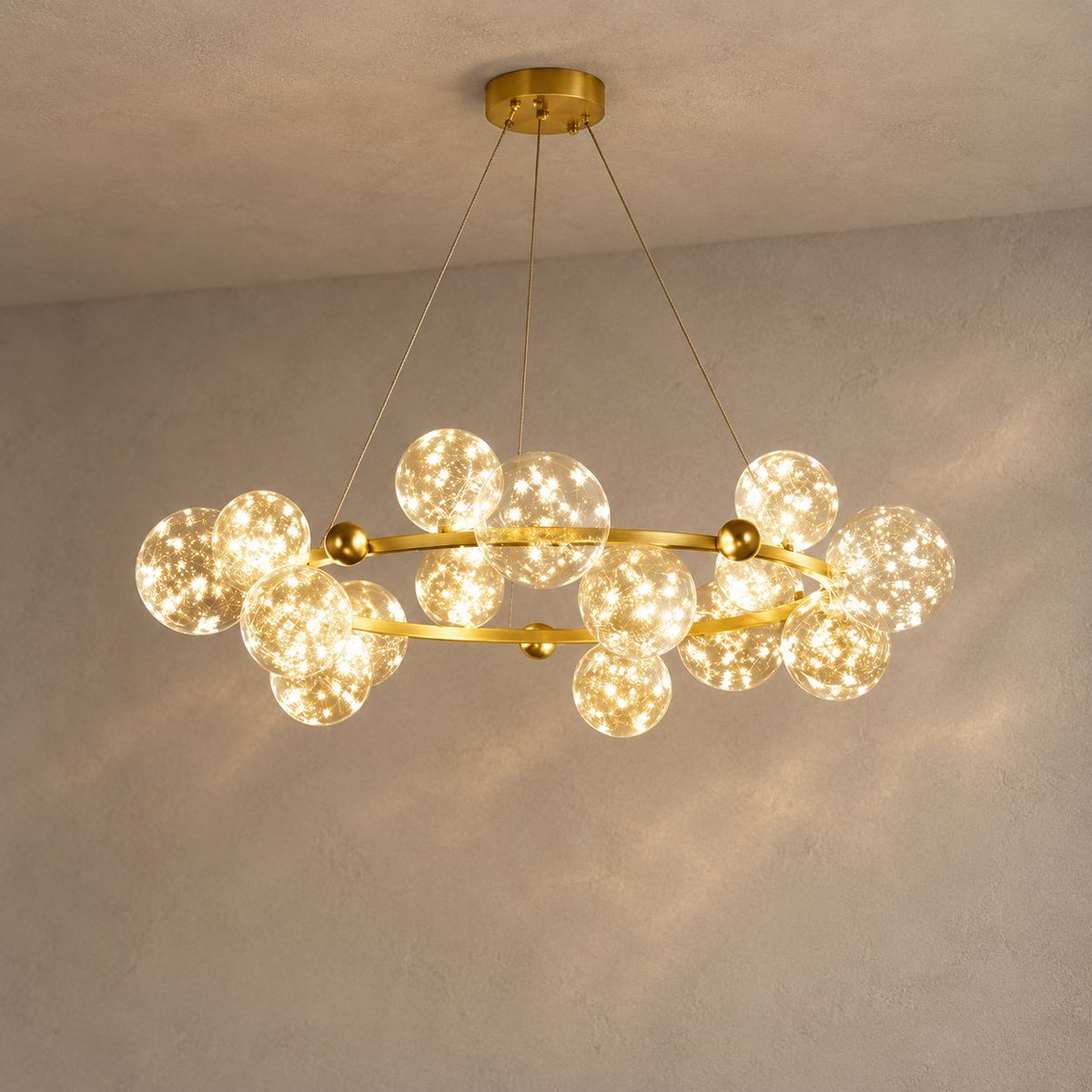 ASTREVA lighting on a mushroom taupe background with natural shadows