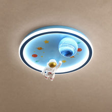 Astronaut Ceiling Light - Kids Room Space Ceiling Light lighting on a mushroom taupe background with natural shadows