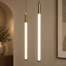 AVELLE cascading LED chandelier — gold sleeve and acrylic diffuser detail