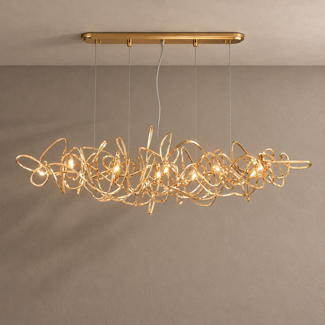 BALL OF YARN lighting on mushroom taupe with natural shadows