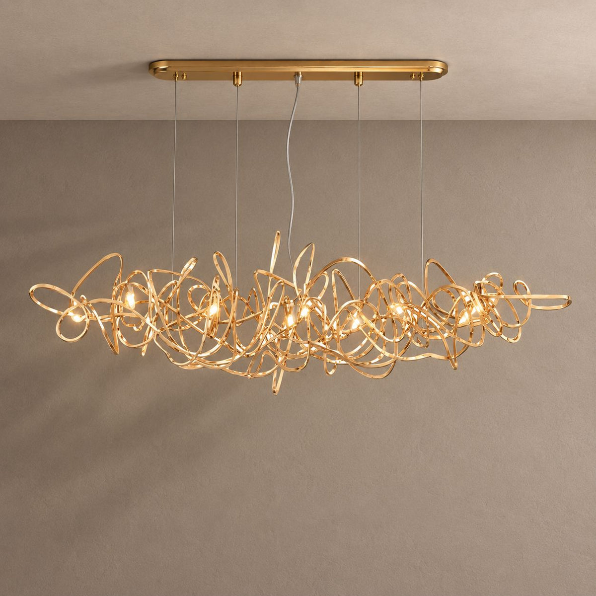 BALL OF YARN lighting on mushroom taupe with natural shadows
