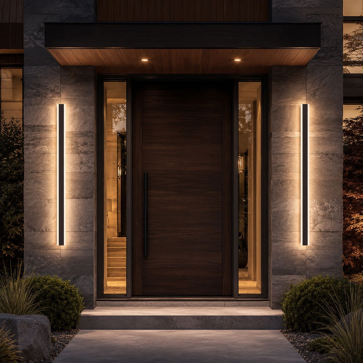Bolt Light Sensor fixtures beside a modern front entrance