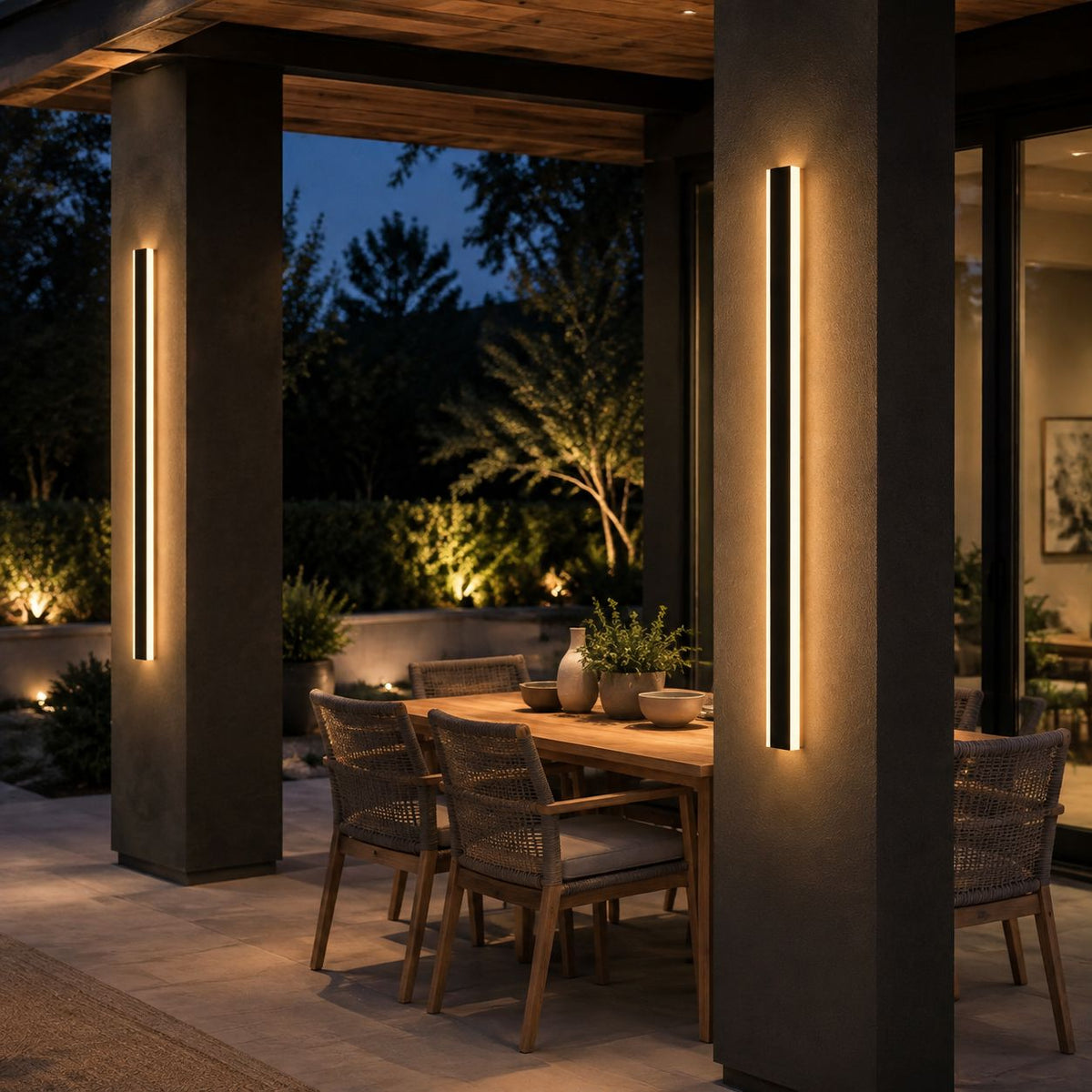 Bolt Light Sensor fixtures on a covered outdoor patio