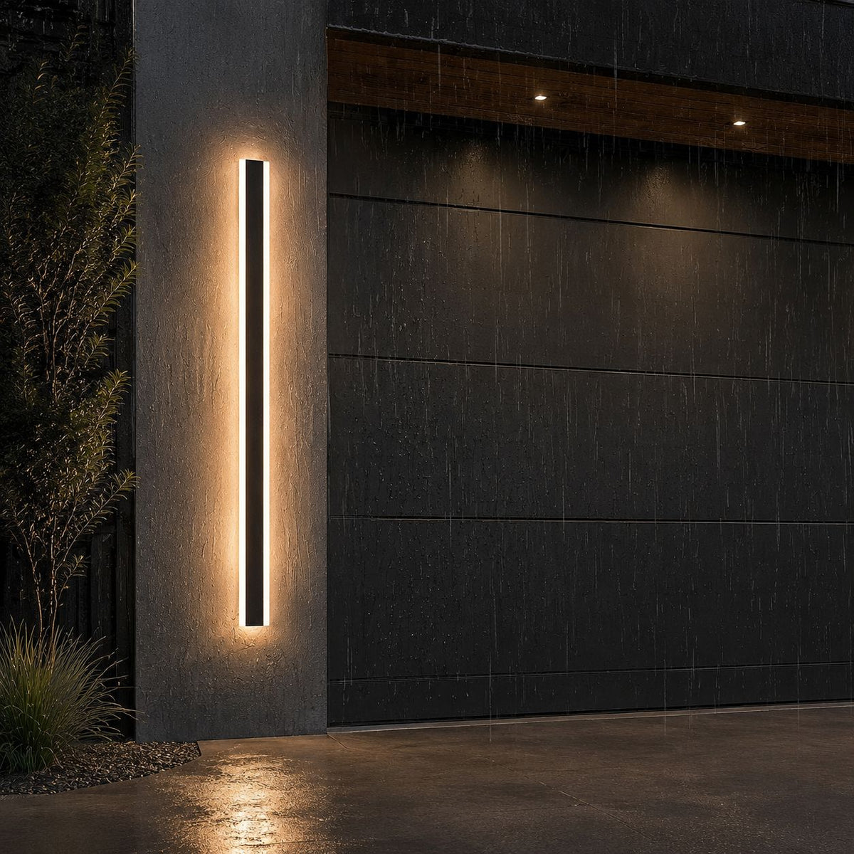 Bolt Light Sensor illuminating a garage entrance in the rain