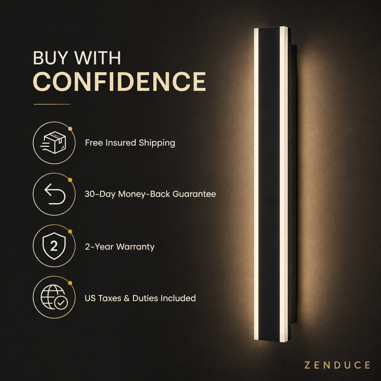 Bolt Light Sensor Zenduce shipping returns warranty and duties trust panel