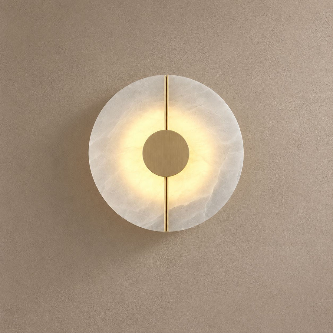 CARRARA lighting on a mushroom taupe background with natural shadows