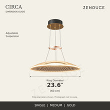 CIRCA Single Medium gold chandelier dimension guide: 60 cm ring diameters