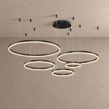 CIRCLETS chandelier on mushroom taupe with soft natural shadows