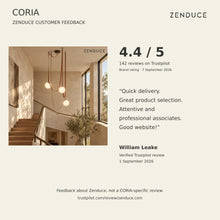 Verified Zenduce brand-level Trustpilot review by William Leake dated September 1, 2026; brand rating 4.4 of 5 from 142 reviews checked September 7, 2026; not a CORIA product review