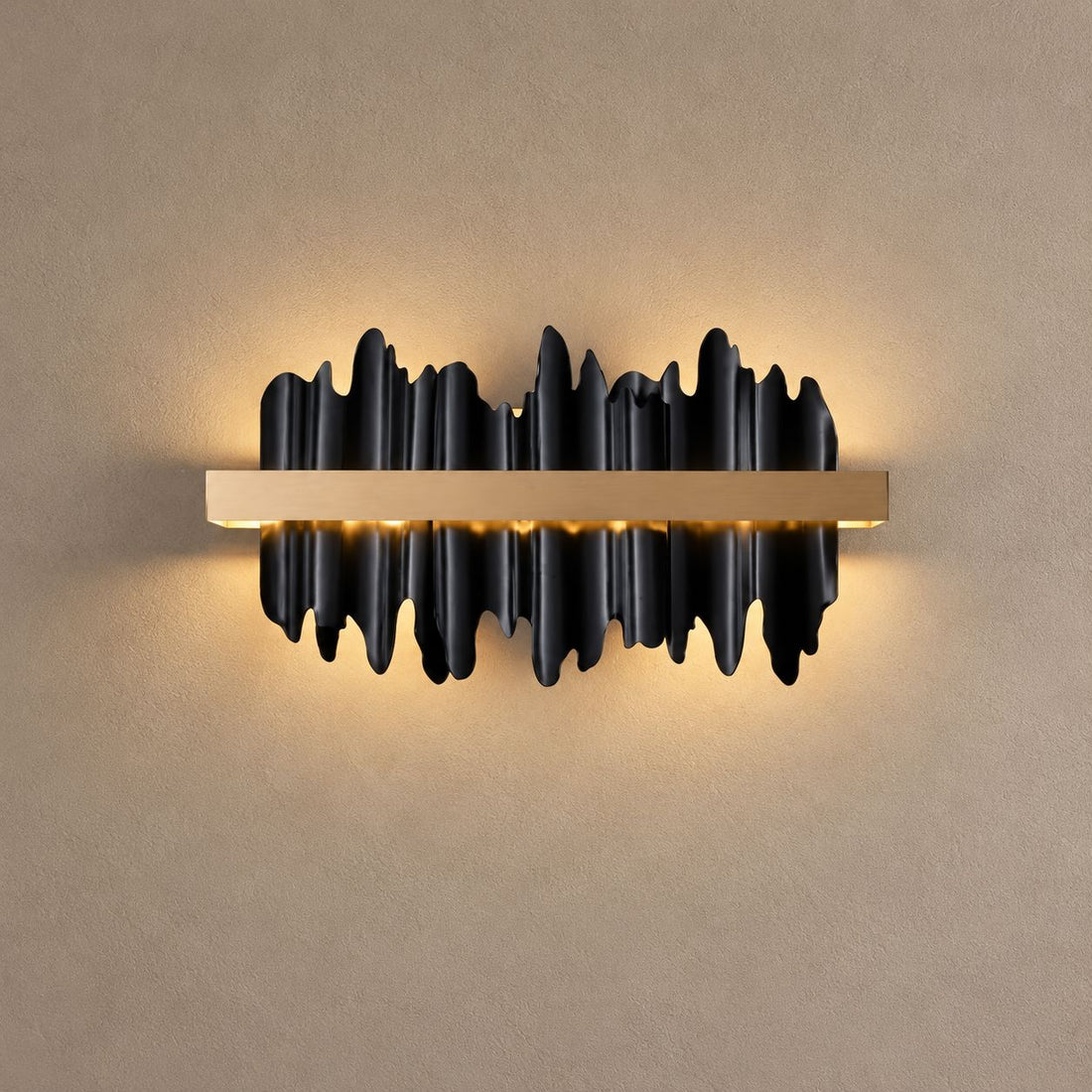 CRYPTIC (SCONCE) lighting on a mushroom taupe background with natural shadows