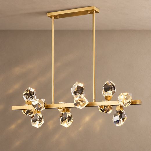 CRYSTAL ROCKS (DINING ROOM) lighting on mushroom taupe with natural shadows