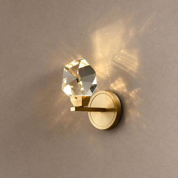 CRYSTAL ROCKS (SINGLE) wall sconce on mushroom taupe with soft natural shadows