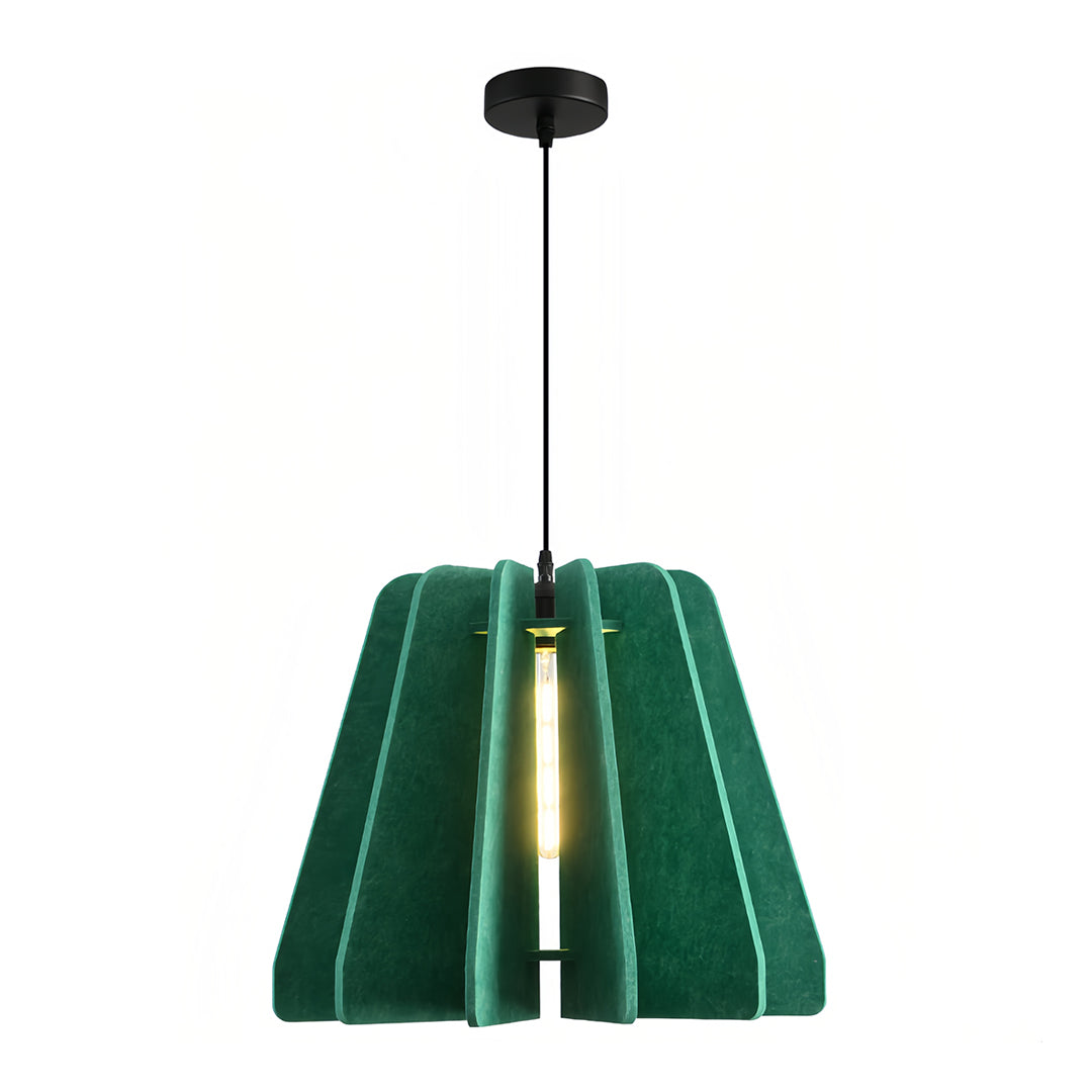 FELLA - Green felt pendant with radial shade panels