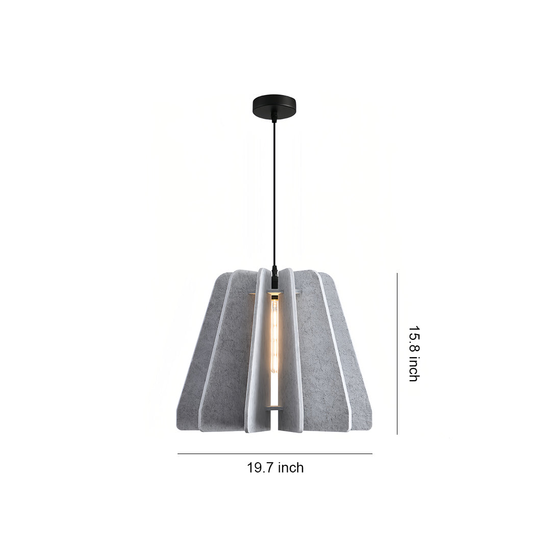 FELLA - Gray felt shade dimension guide showing diameter and body height