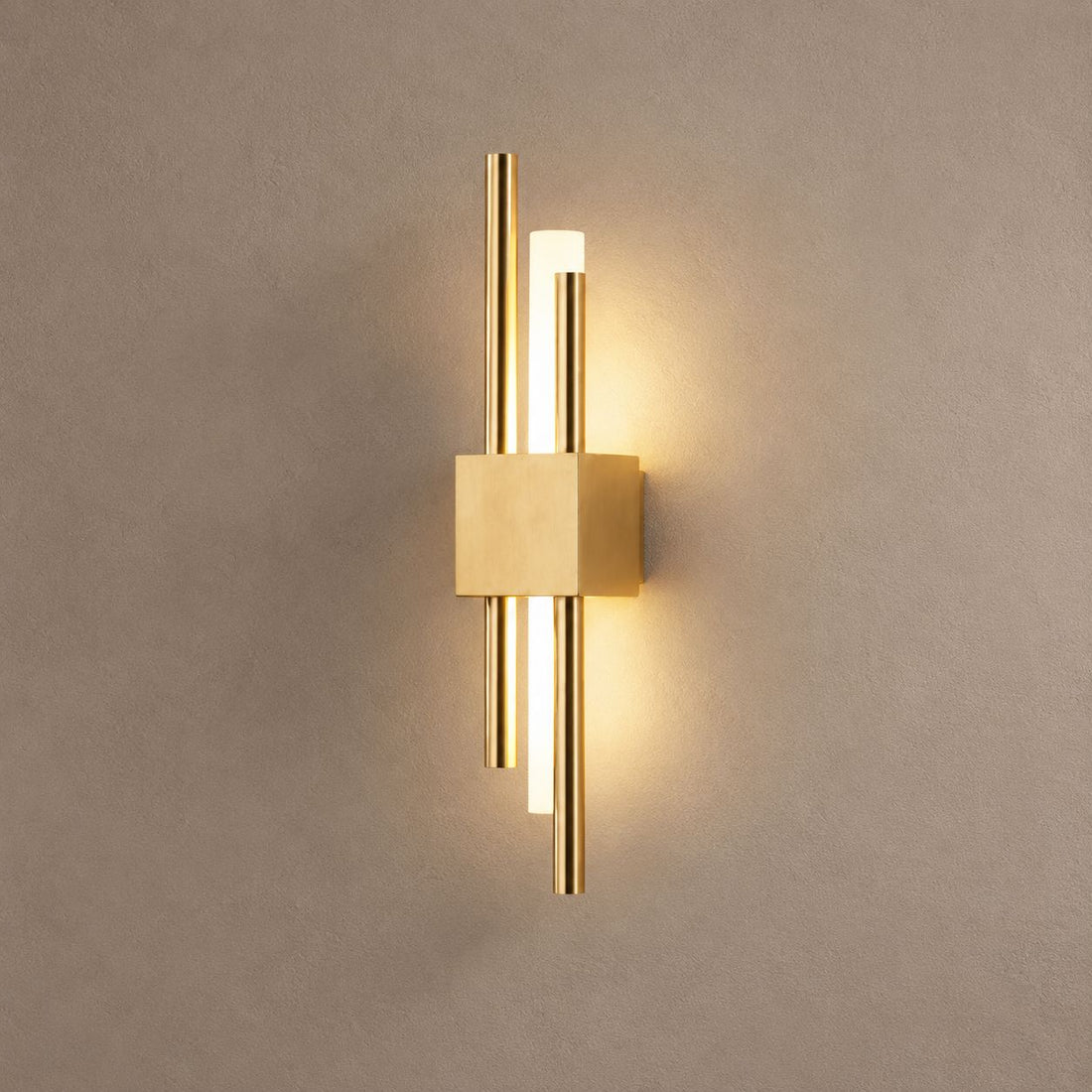 DUO lighting on a mushroom taupe background with natural shadows