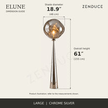 ELUNE Large Chrome Silver dimension guide showing 18.9-inch diameter and 61-inch overall height