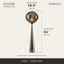 ELUNE Large Smoky Gray dimension guide showing 18.9-inch diameter and 61-inch overall height