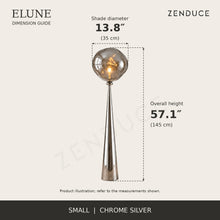 ELUNE Small Chrome Silver dimension guide showing 13.8-inch diameter and 57.1-inch overall height