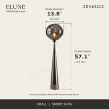 ELUNE Small Smoky Gray dimension guide showing 13.8-inch diameter and 57.1-inch overall height