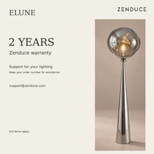 ELUNE floor lamp with 2-year Zenduce warranty and support contact