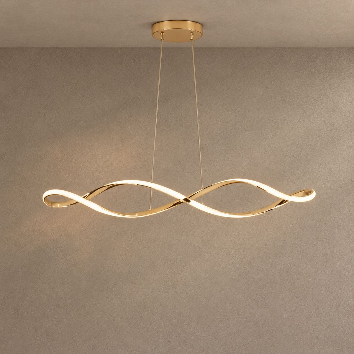 ELVION lighting on a mushroom taupe background with natural shadows