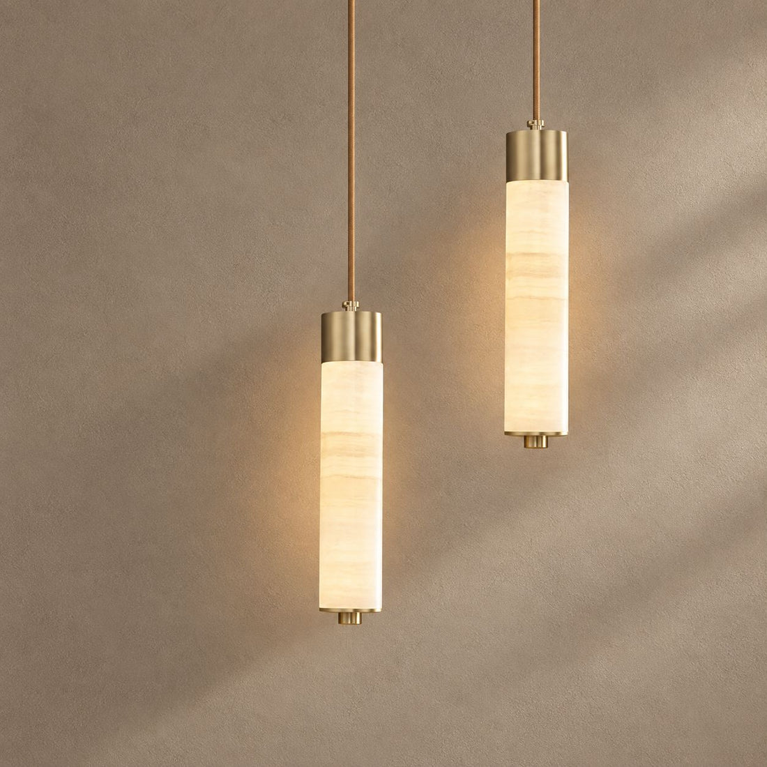 ENLITE lighting on a mushroom taupe background with natural shadows