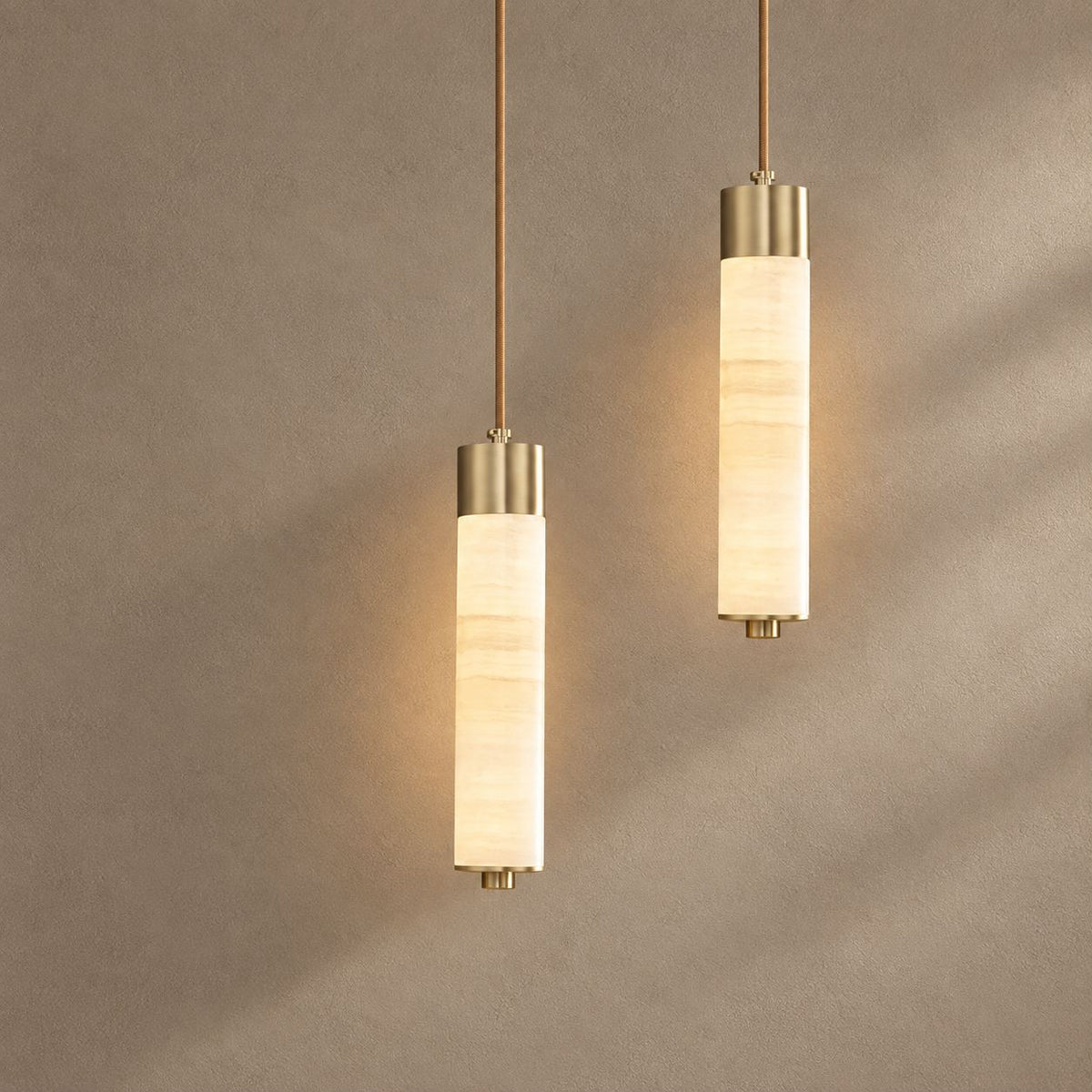 ENLITE lighting on a mushroom taupe background with natural shadows