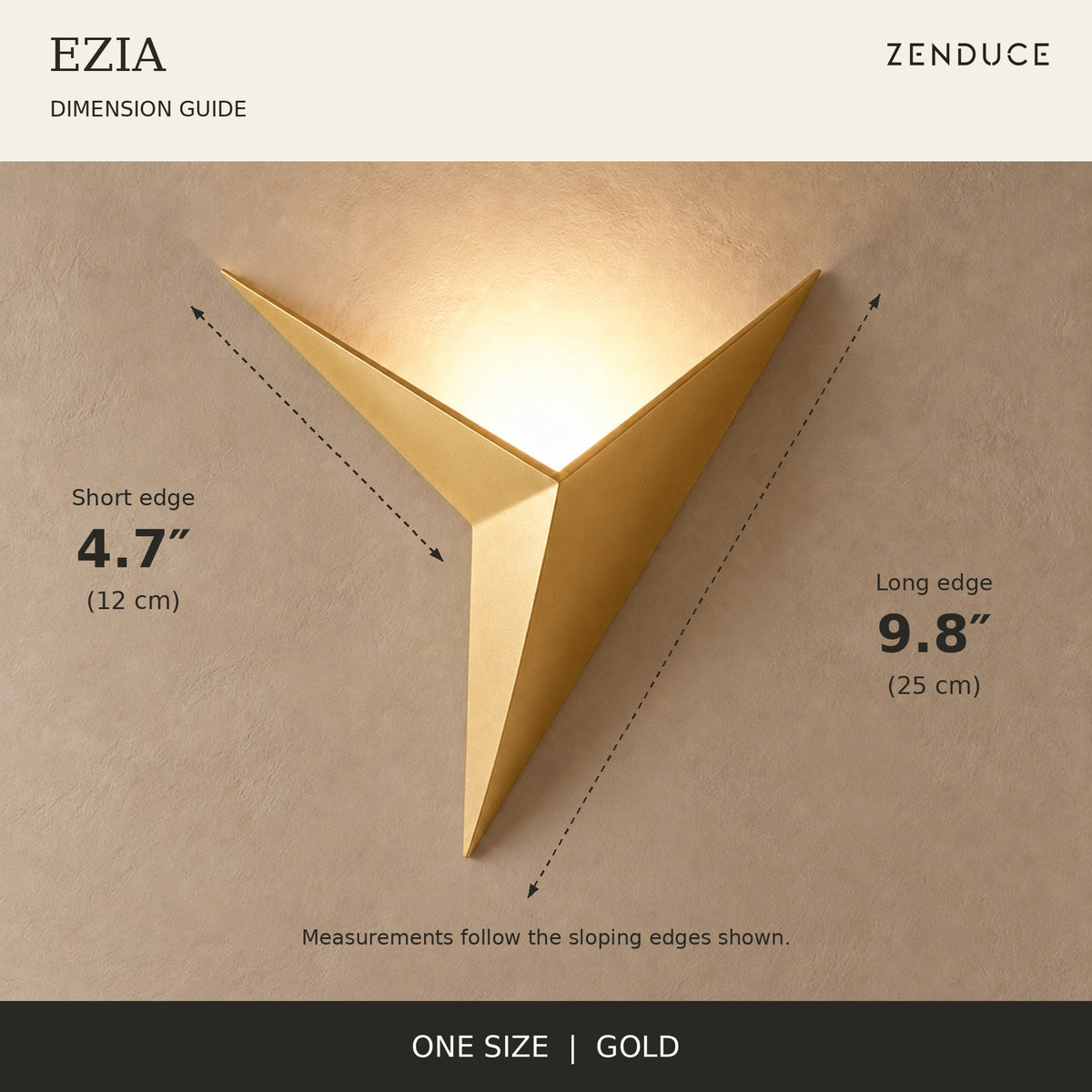 EZIA Gold dimension guide: long edge 9.8 inches, short edge 4.7 inches