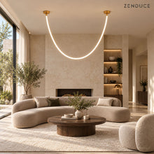 FENNA gold single-tube chandelier in a contemporary living room