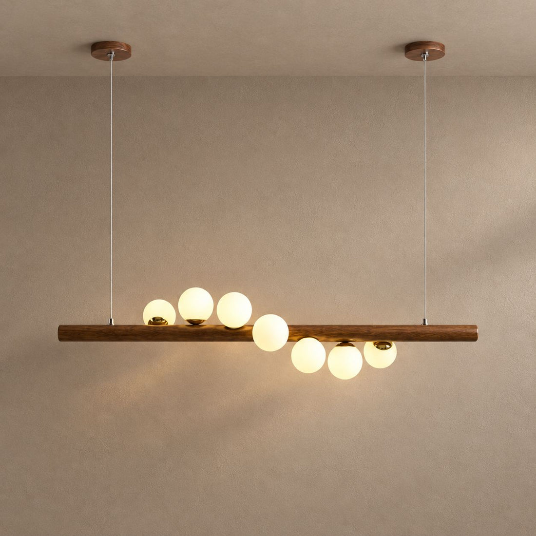 FLOS on mushroom taupe background with natural shadows