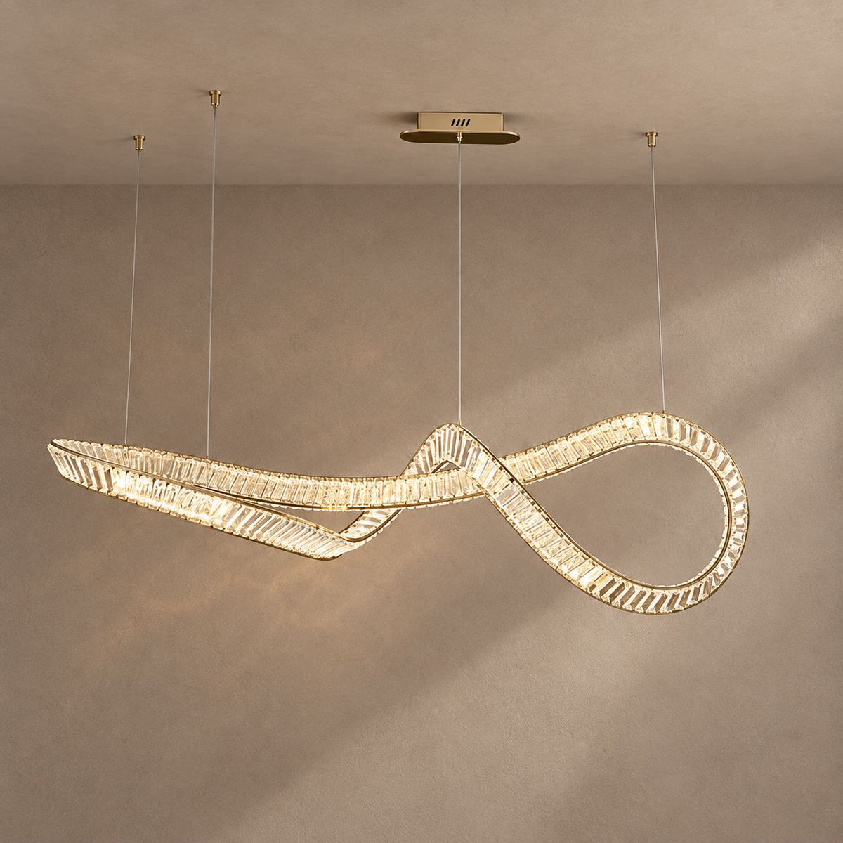 GAIVELLE lighting on a mushroom taupe background with natural shadows