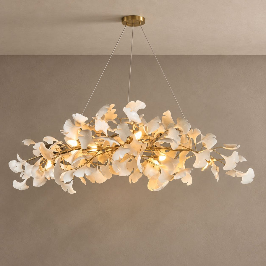 Gingko Folia lighting on mushroom taupe with natural shadows